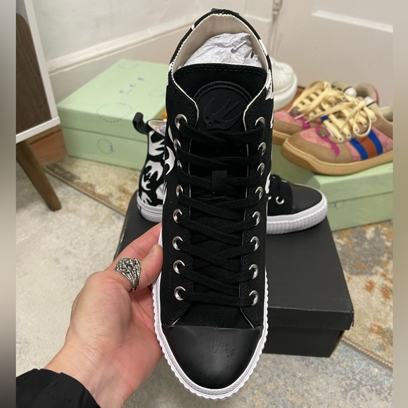 NIB Men’s Sz 7 (Euro Sz 40) Alexander McQueen MCQ High-top Sneakers Black/White - Picture 13 of 17